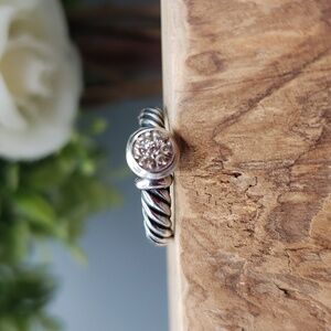 David Yurman Sterling Silver 925 & 18k Gold with Pave Diamonds sz 6